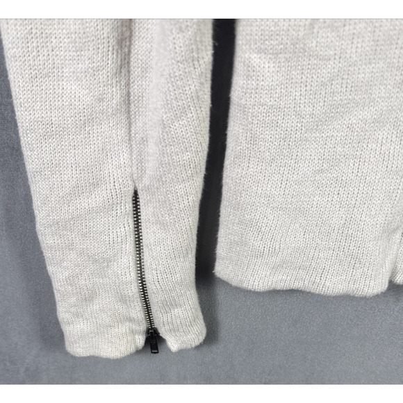 Eileen Fisher Cotton Metallic Bone Knit Notch Collar Zip Sleeve Jacket Sz Small - Picture 6 of 7
